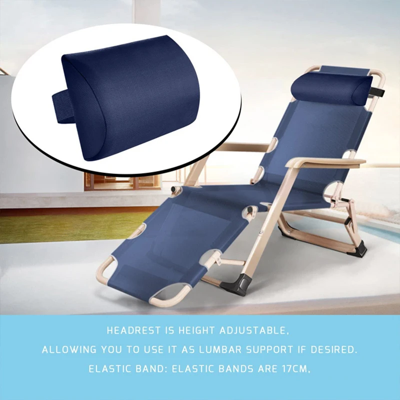 Recliner Headrest Beach Folding Chairs Teslin Pad Pillow Garden Backyard Picnic Lounge Chair Head Backrest Cushion Adjustable