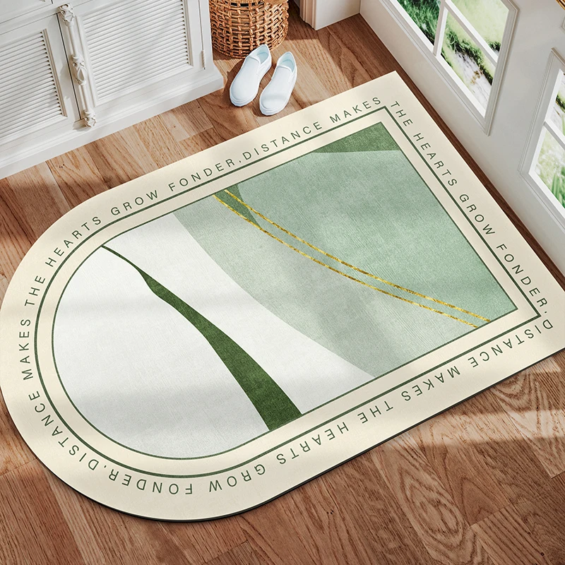 Scandinavian Entry Mat Nordic-Style Doormat Pastel Arched Foyer Rug Light-Tone Welcome Pad Non-Slip Hallway Carpet Cute Home