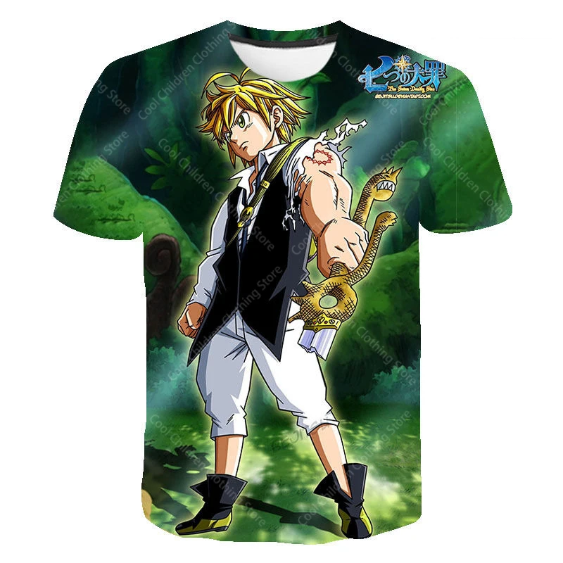 Seven Deadly Sins Cartoon Anime Game Print Summer T Shirt Fashion Kids Casual Boys Girls Round Neck Parent child clothing Top