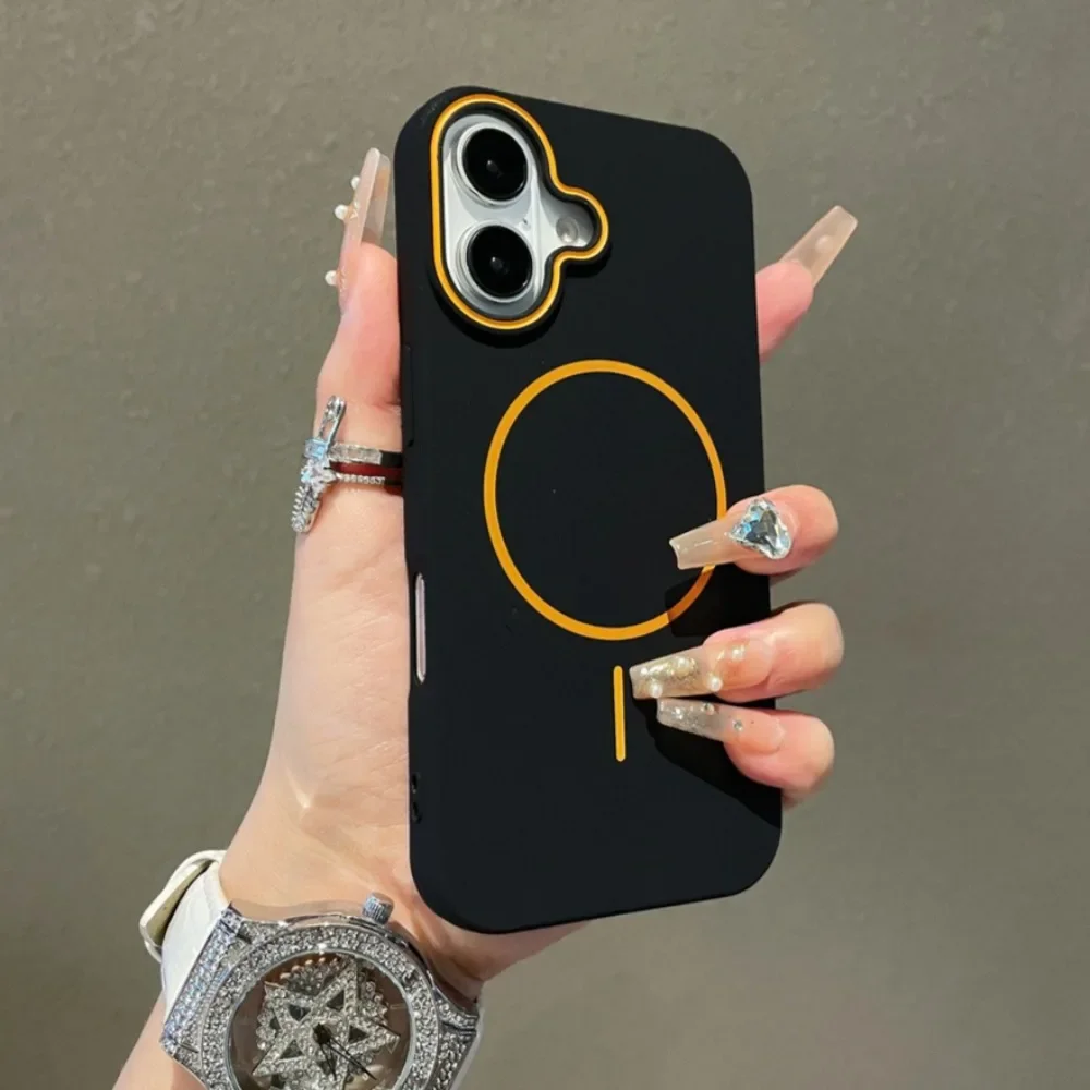 

Ultrathin Simple Magsafe Case for iPhone 16 Pro Max 15Pro 14 Plus 13 12 11 Matte Hit Color Lens Wireless Charging Soft TPU Cover