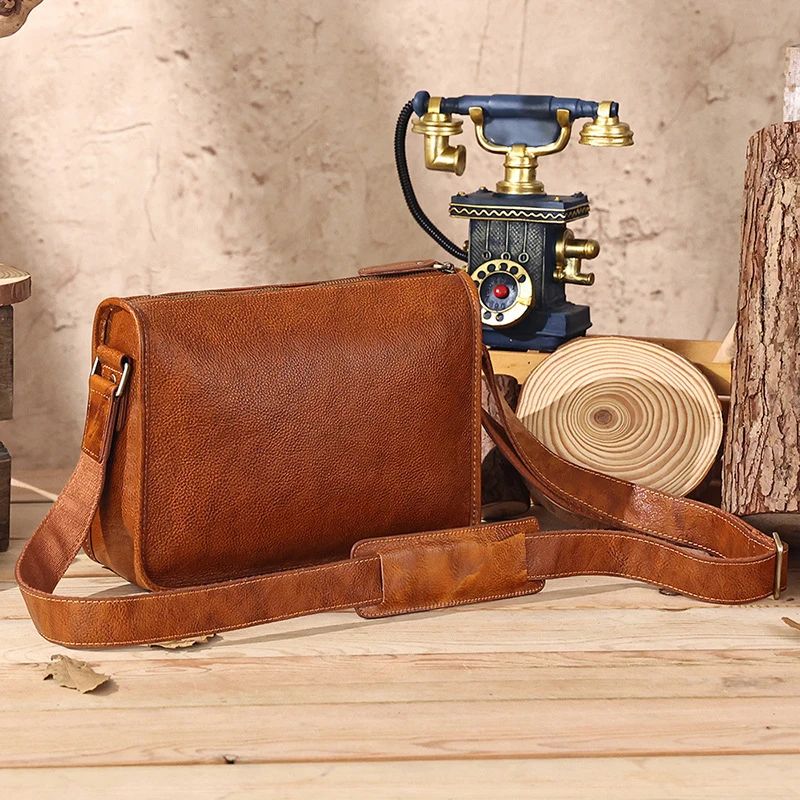 Handmade Natural Leather Men Bags Genuine Leather Messenger Bag Classic Men Shoulder Bag Work Busniess Crossbody Bag Satchel New