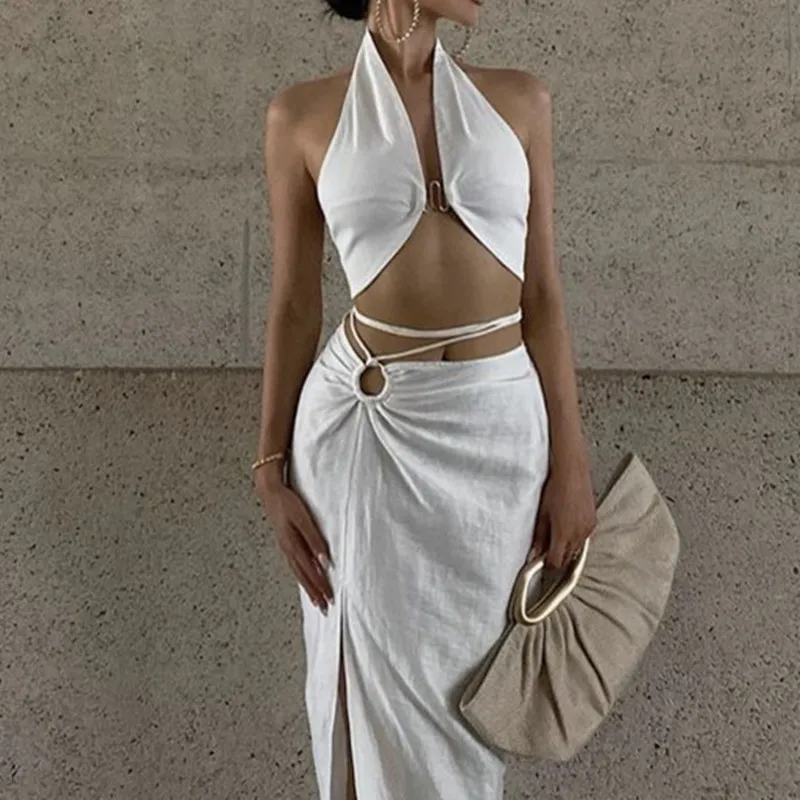 WhereMery Sexy Off Shoulder Halter Tank Top Elegant Strapless Backless Crop Top Summer Slim Skinny Women's Street Party Camisole image 2