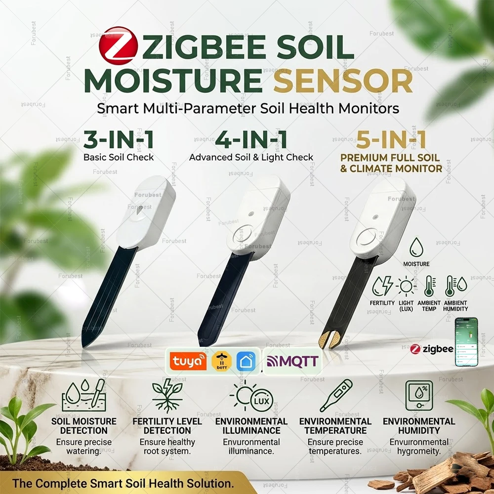 

Zigbee Soil Tester Moisture Sensor Fertility Sunlight Humidity Temperature Meter App Real Time Monitor For Smart Life Tuya 2MQTT