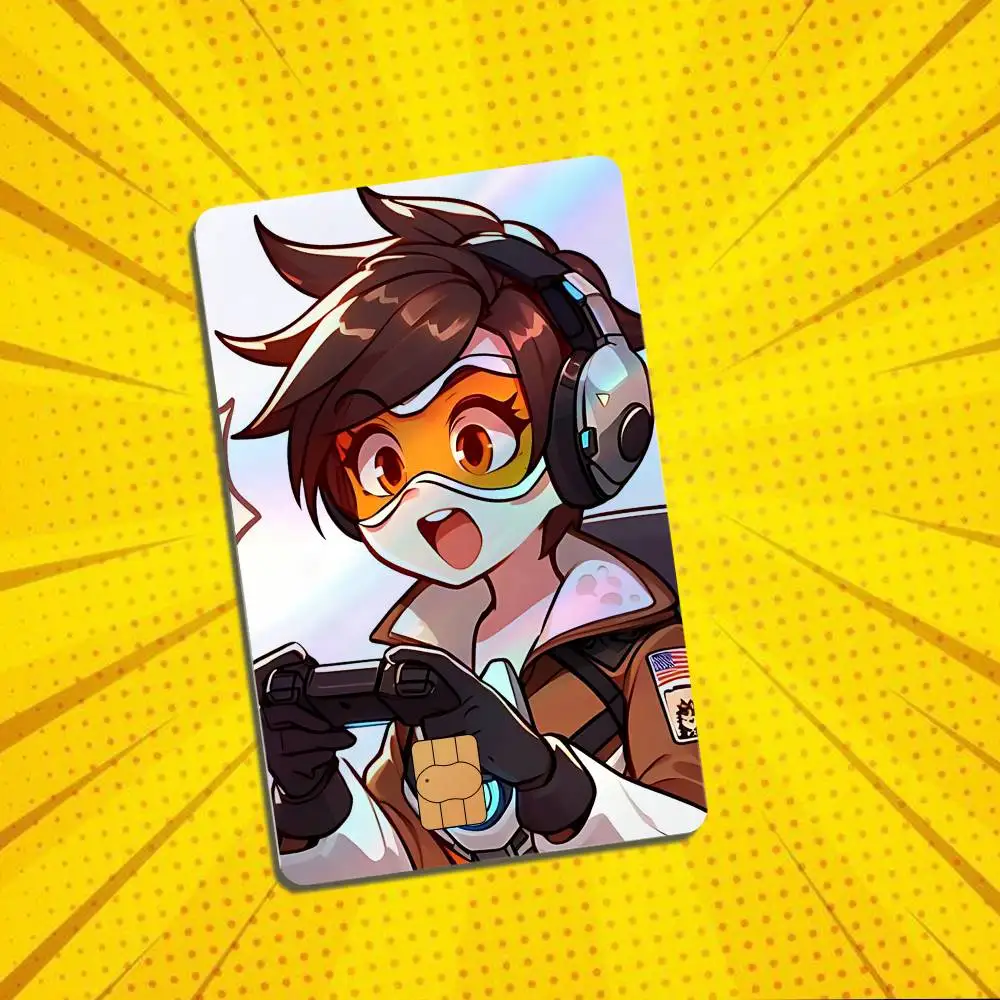 Support Zenyatta Tracer Overwatch Card Skin Stickers For Bank Bus Metro Card Sticker Holographic Laser Credit Debit Stickers