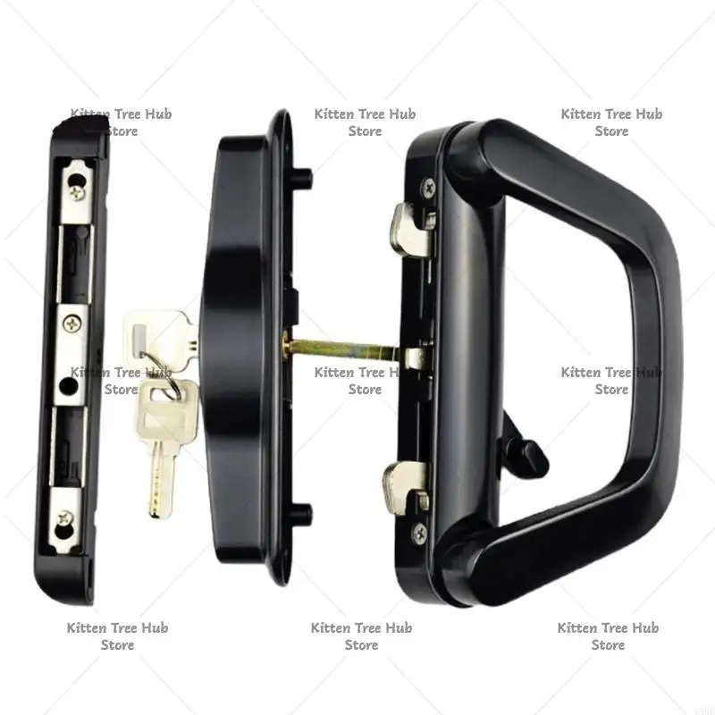 Aluminum Sliding Door Hook Lock Double Side Interlock Handle Lock For Balcony Glass Double Door