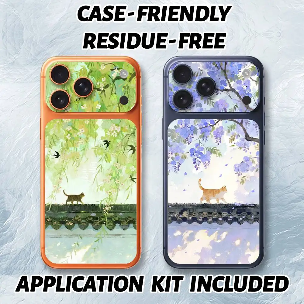 

Four Seasons Cat Sticker UV Film for iPhone 17 Pro 17 ProMax Protective Sticker
