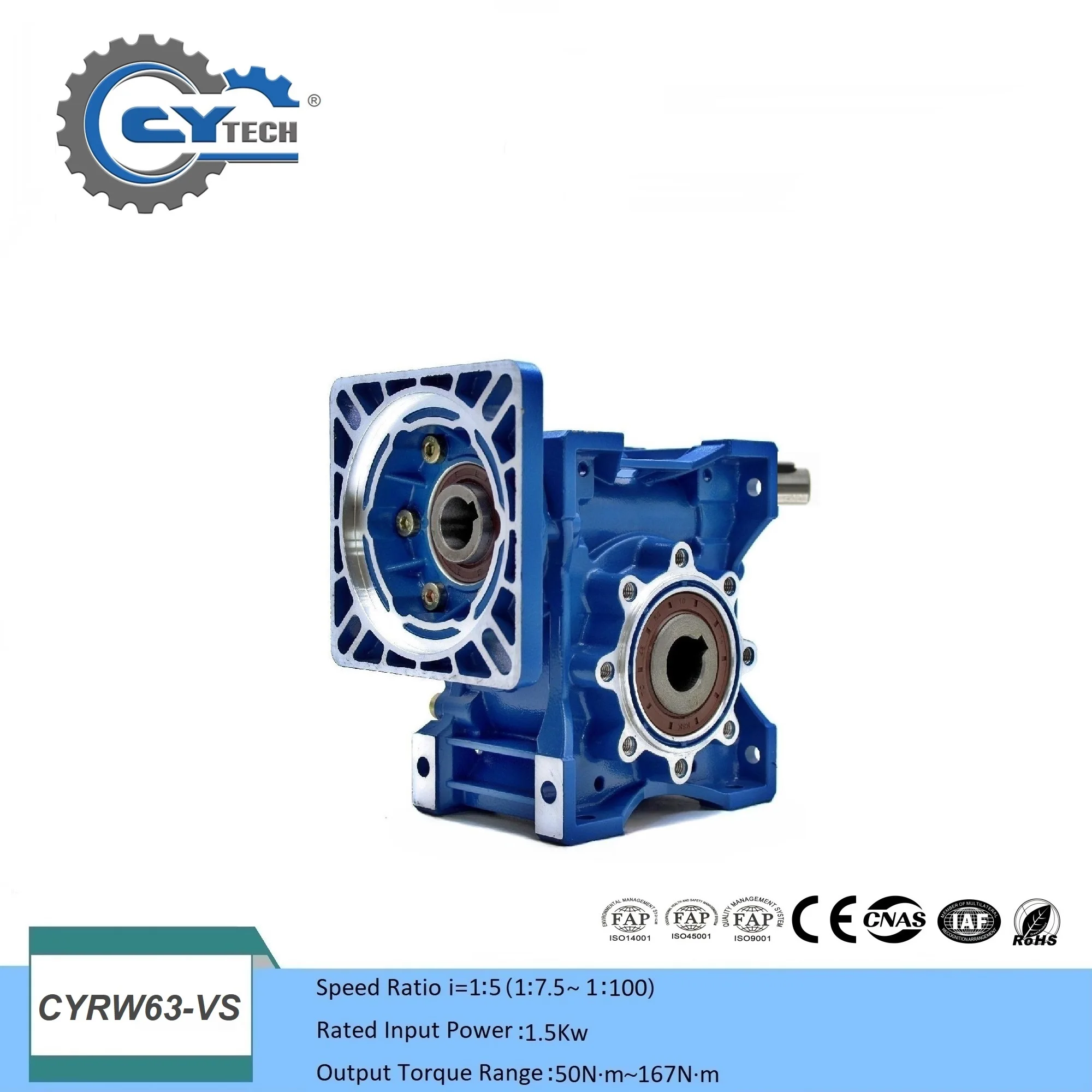 CHENYUE Worm Gearbox CYRW-VS 063 Gear reducer  Input 14/19/24mm FA 71B5/80B14/90B14 Output25mm Ratio 5-100 Tin Bronze