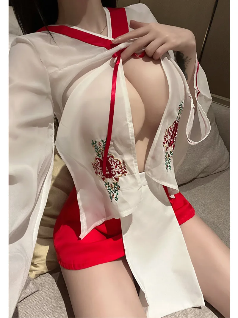 Mesh Lace Sheer Mini Dress Transparent Lingerie Female Sexy Uniform Flirting Christmas Dress Elegant Hot Sexy Korean Women 9P5U