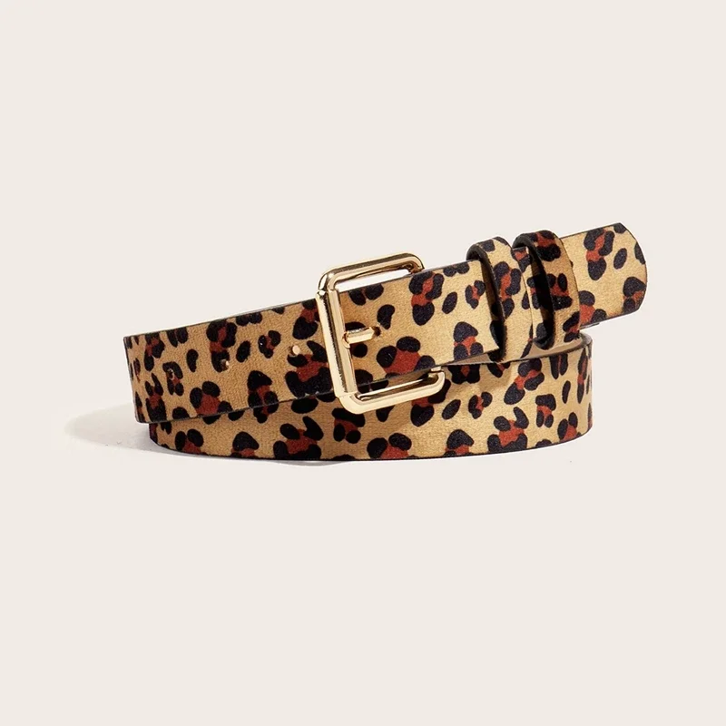 Y2k Girls Jeans Waistband Women's Leopard Print Belt Cute Hip Hop Accessories Girdle Goth Retro Pin Buckle Pu Leather Belts