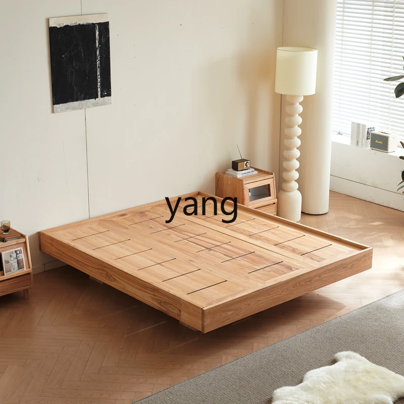 

YHM log master bedroom double bed small apartment bed frame