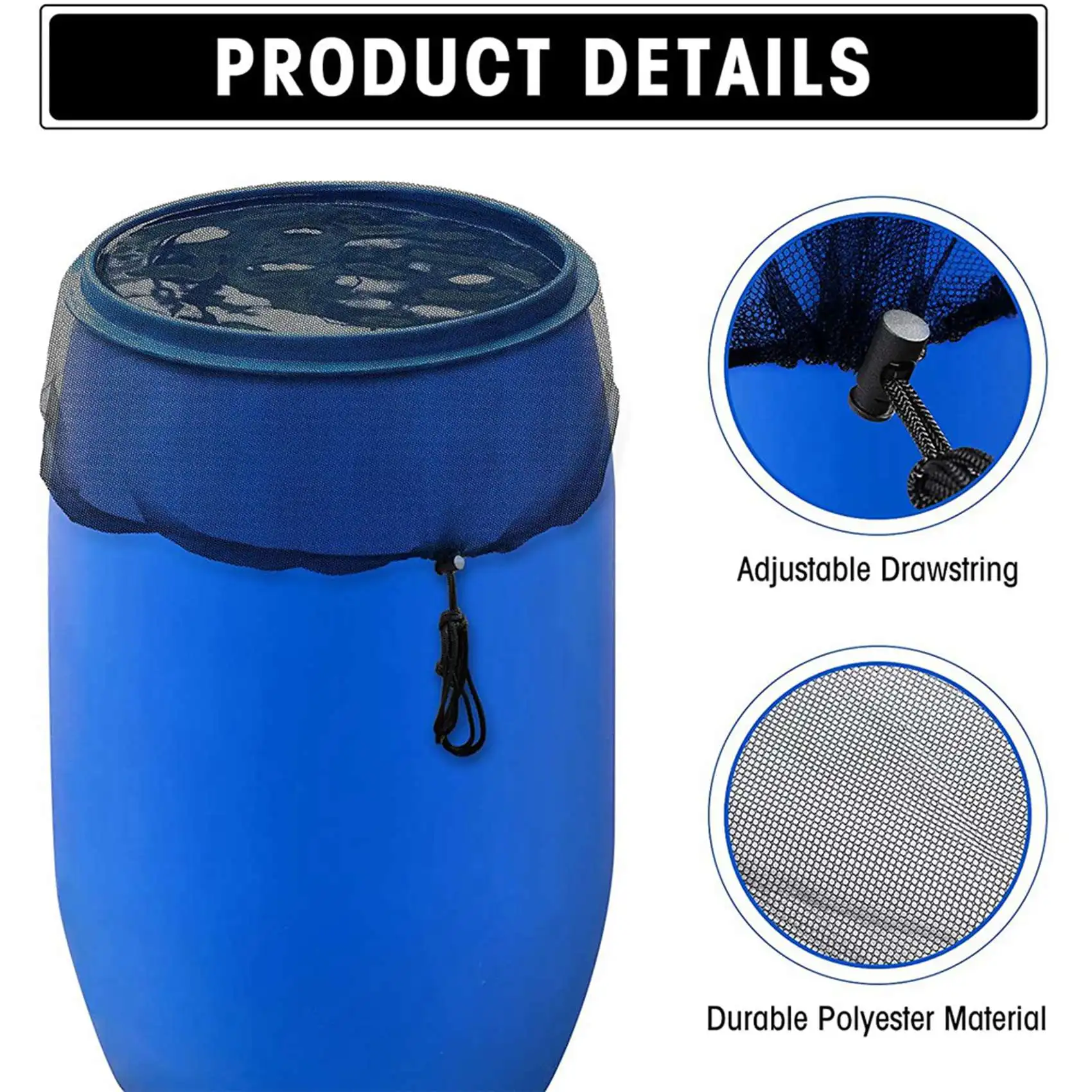 

AB33-9 Pieces Mesh Cover For Rain Barrel, Water Collection Buckets Cover Tank Harvesting Tool Protector Rain Barrel Netting