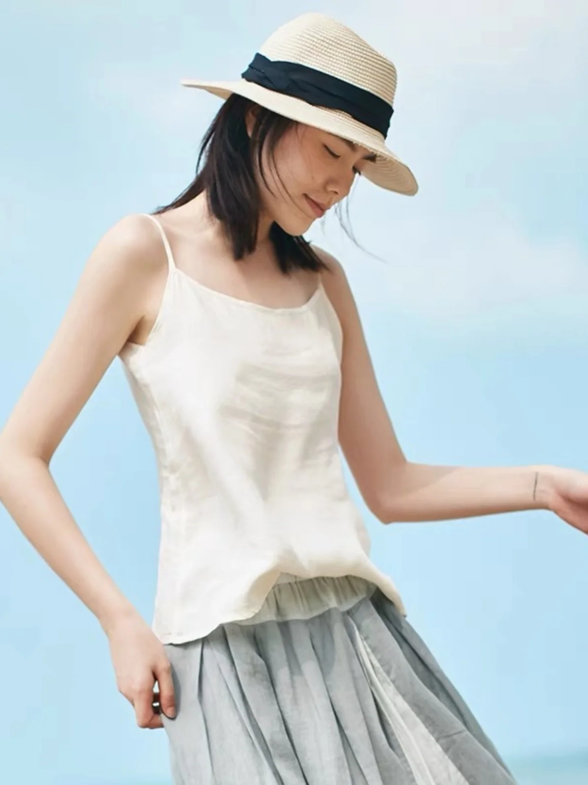 Damen Loose Fit Copper Ammonia Tead Csole Tank Top Lässige Innenbekleidung Basisschicht Top Große Größe Künstlerische Oberbekleidung