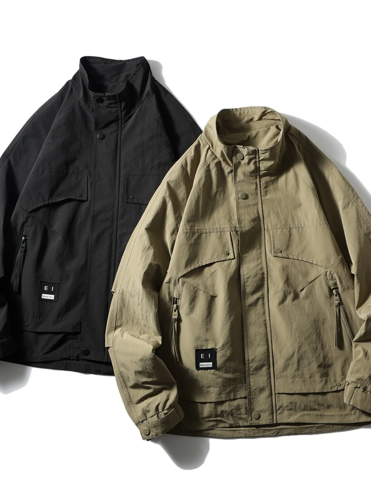 

Men's Faionable Spring Jaet Lightweight Workwear Windproof Water-Resistant Stand Collar Slim Fit Urban Sle Long Sve