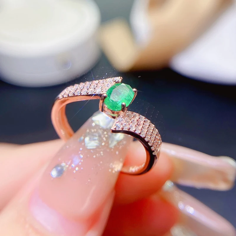 Natural Emerald Rings for women silver 925 jewelry luxury gem stones 18k gold plated free shiping items