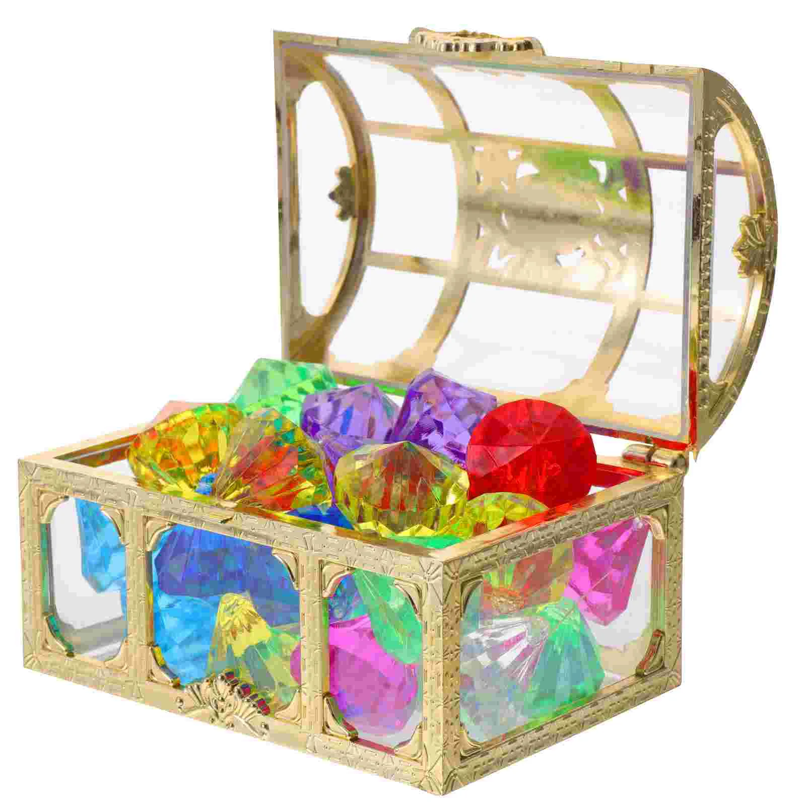 Crystal Box Treasure Chest Gifts Kids Gems Party Favors Acrylic Colorful Diamond for Fake Jewels