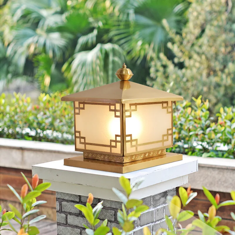 All-copper European-style Column Head Lamp Villa Garden Outdoor Waterproof Garden Lamp Wall Gate Pillar Door Pier Electric Lamps