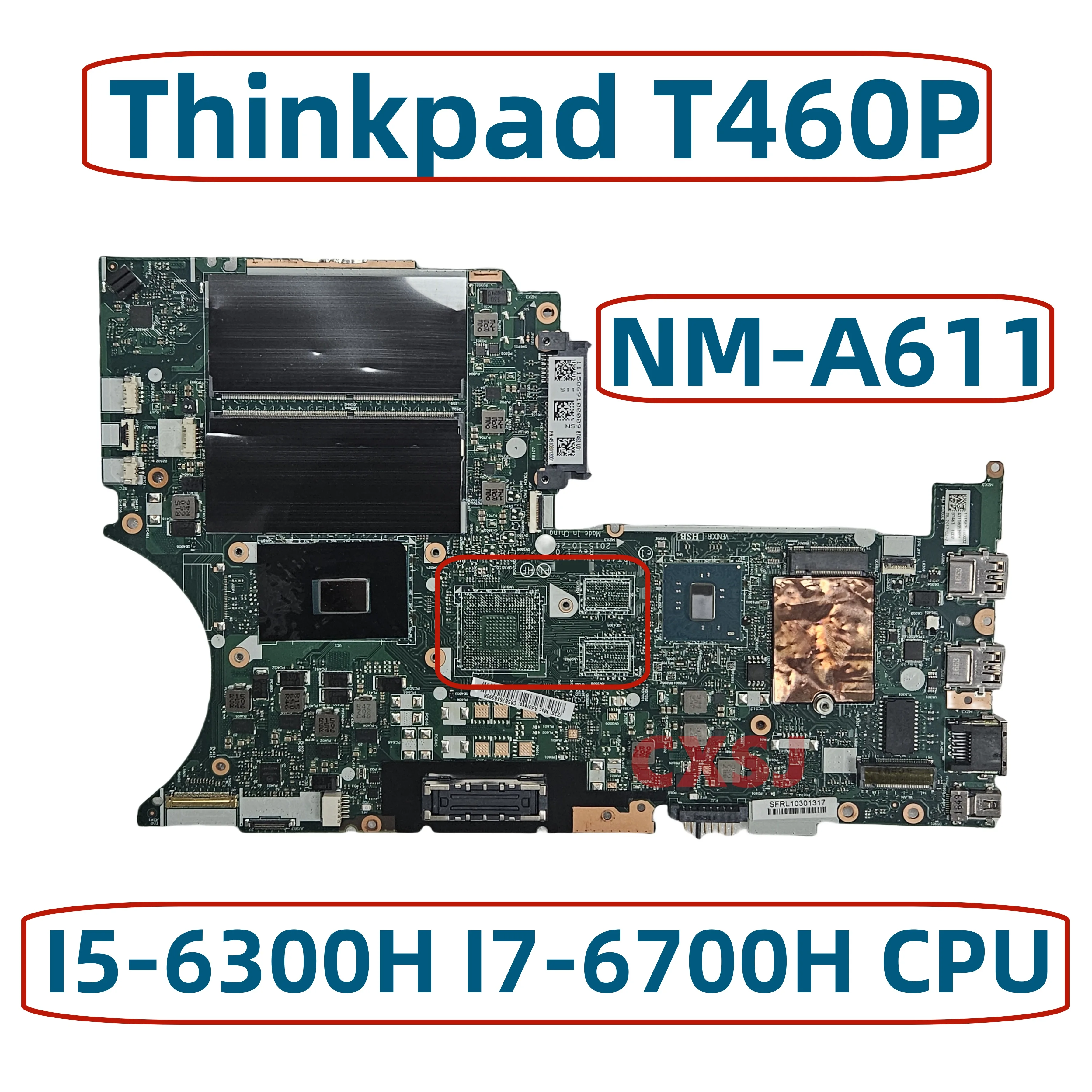 BT463 NM-A611 For Lenovo Thinkpad T460P laptop motherboard With I5 I7 CPU UMA FRU:01AV856 100% Tested