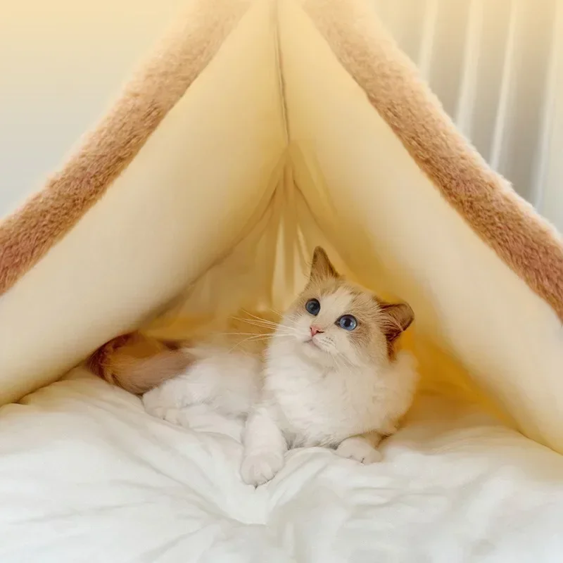 Cat Nest Bread Shape Cute Cat House Winter Warm Dog Nest Deep Sleep Pet Tent For Small Medium Pet Supplies