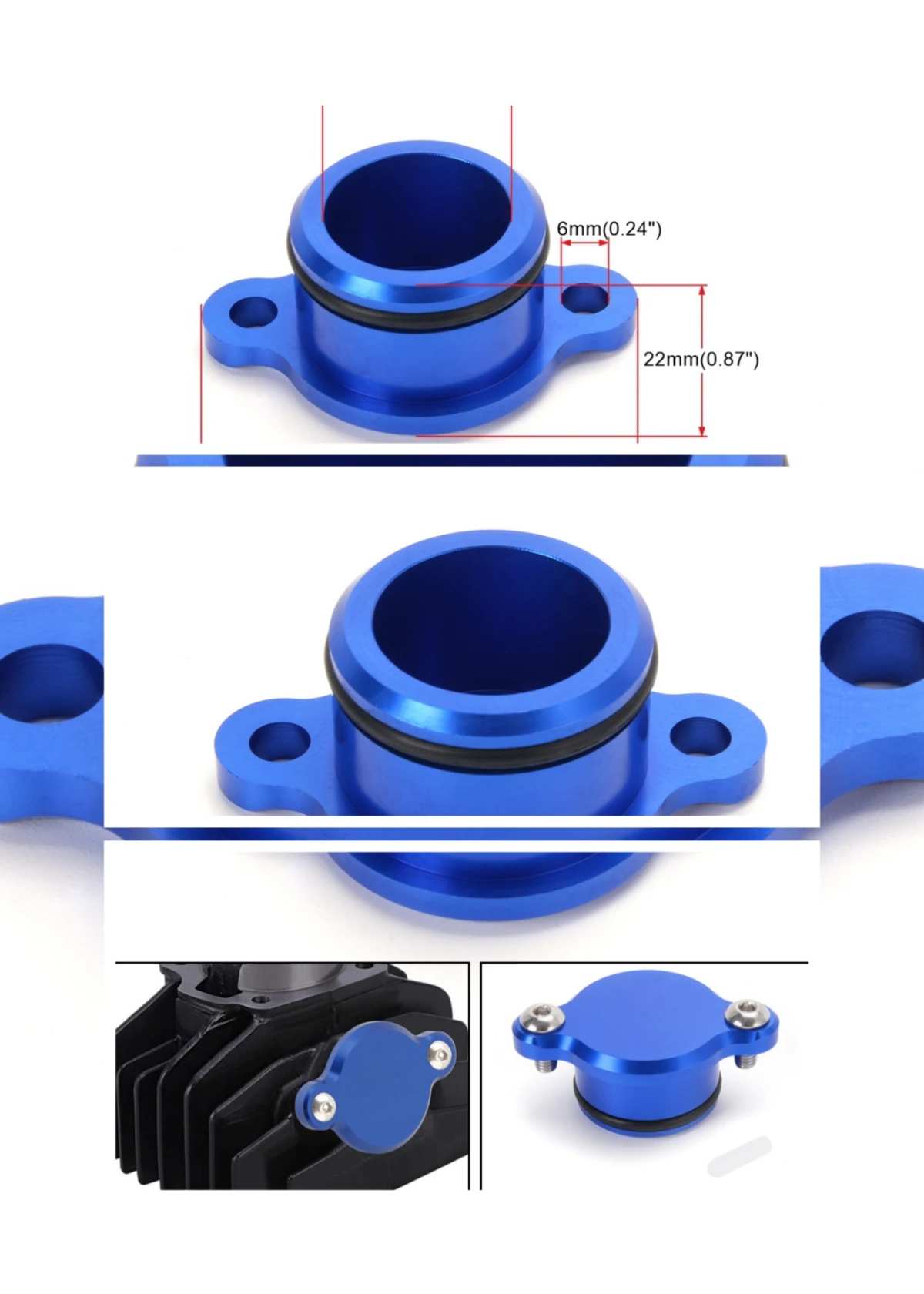 

​Motorcycle CNC Oil Injection Pump Delete Block Off Plug for Yamaha PW50 PW80 Y-Zinger 1991-2024 6061 Billet Aluminum Blue