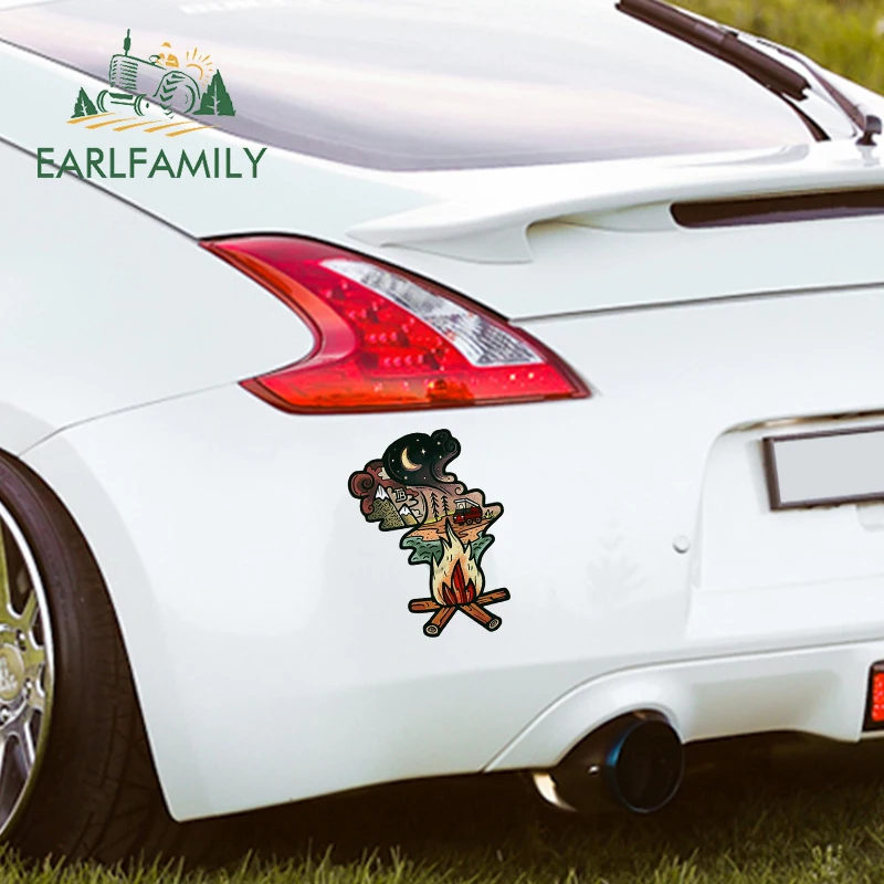 

EARLFAMILY 13cm x 9.2cm for Bonfire Nights Vanlife Car Stickers Occlusion Scratch Creative Decals Bumper Trunk Decor Car Goods