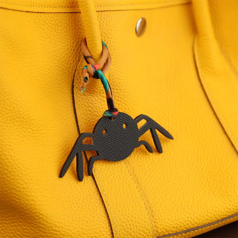 Handmade The Togo leather and Epsom Leather Petit H Spider charm,Leather bag charm,Best leather charm for Brand bag