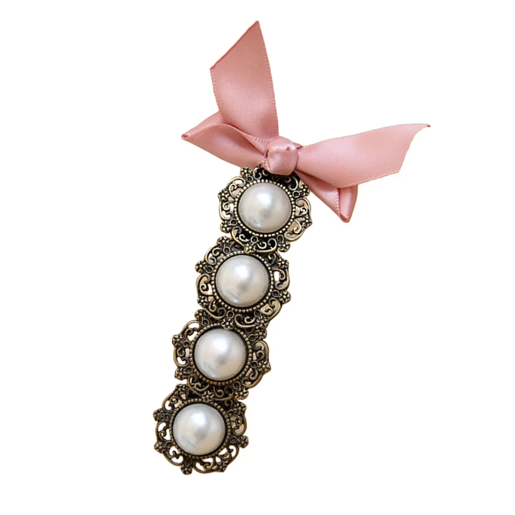 

1 шт., заколка для волос с жемчугом и бантом, весенние заколки из сплава в стиле ретро, заколка для волос, элегантный модный подарок для девочек и женщин, вечерние, свадебные