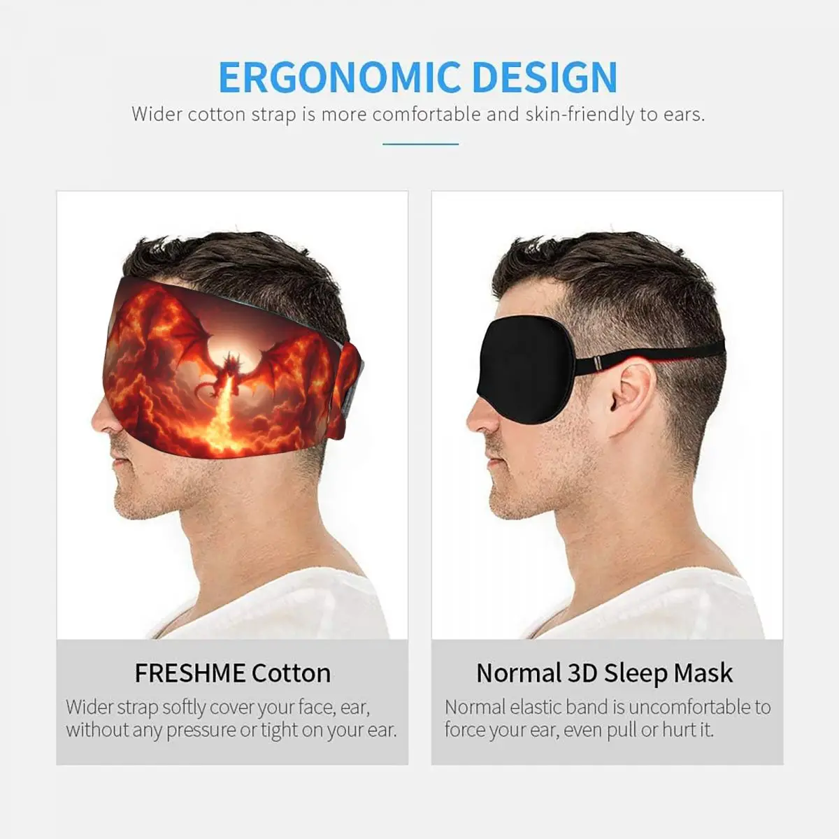 Dragon In The Fire sleep eye mask Light Blocking Portable Eye Cover for Girls Boys Office Nap Party Gift Eyeshade eyepatch view 5