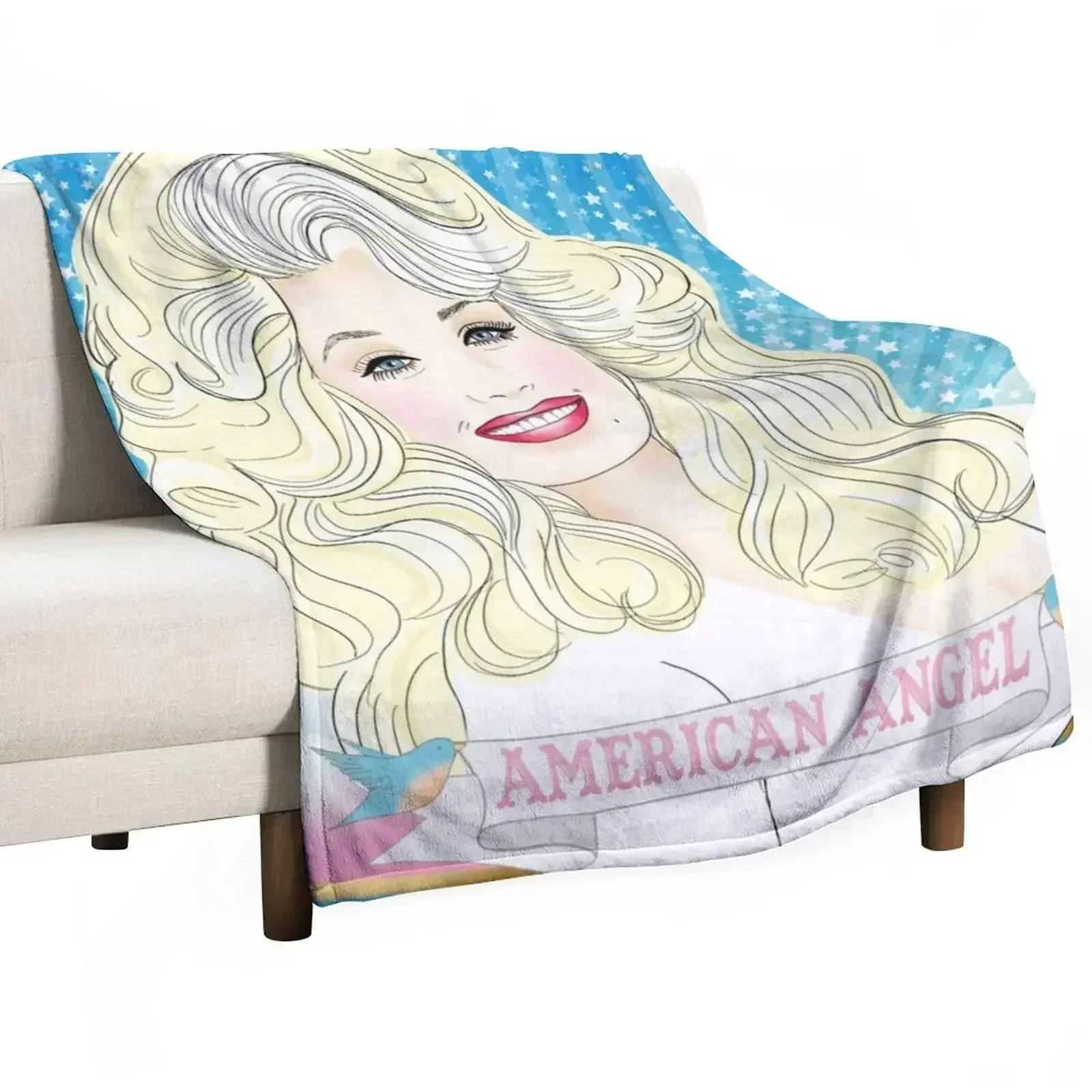 Dolly Parton American Angel Throw Blanket Long Lasting Soft Plush Blanket for Daily Use