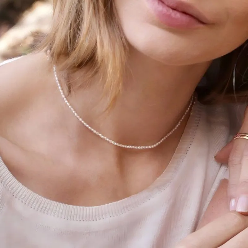 Natural freshwater strong light Xiaomi shaped pearl necklace High-end Fashion Simple pearl necklace, Boutique women's gift