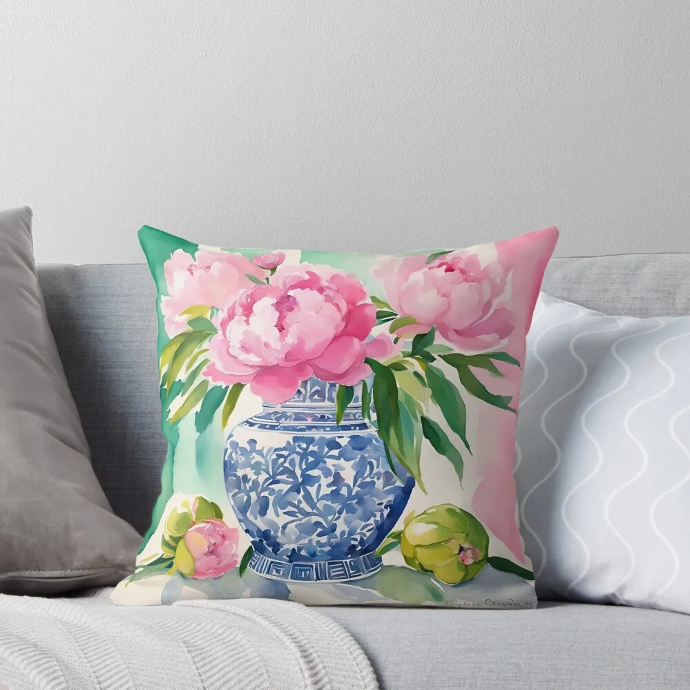 

Pink peonies in ginger jar Throw Pillow Couch Pillows Couch Cushions Pillowcases For Pillows Christmas Pillowcase pillow