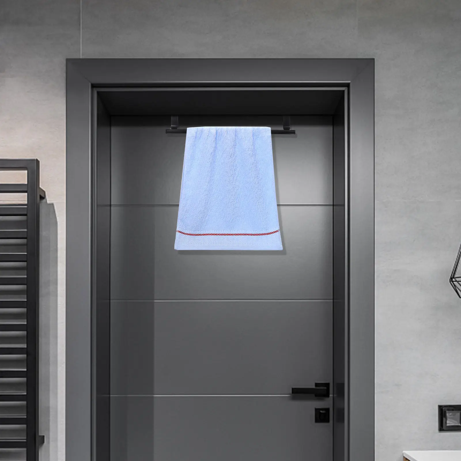 2Pcs Stainless Steel Towel Rack Wall-Mounted Bathroom Kitchen Door Storage Holder Scratch Resistant Easy Install Multifunctional