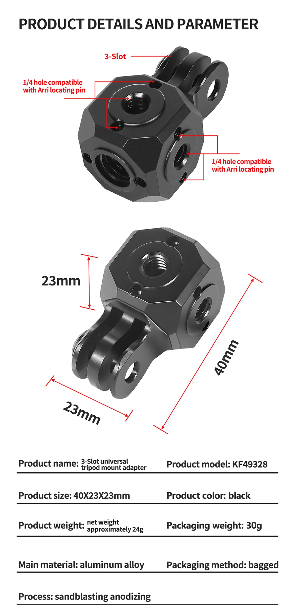 Mini Magic Cube Transfer Schraube Löcher ARRI 1/4 "3/8" Adapter für GoPro DSLR Kameras Käfig Flash Mikrofon Monitor stativ Halterung – Detail 36