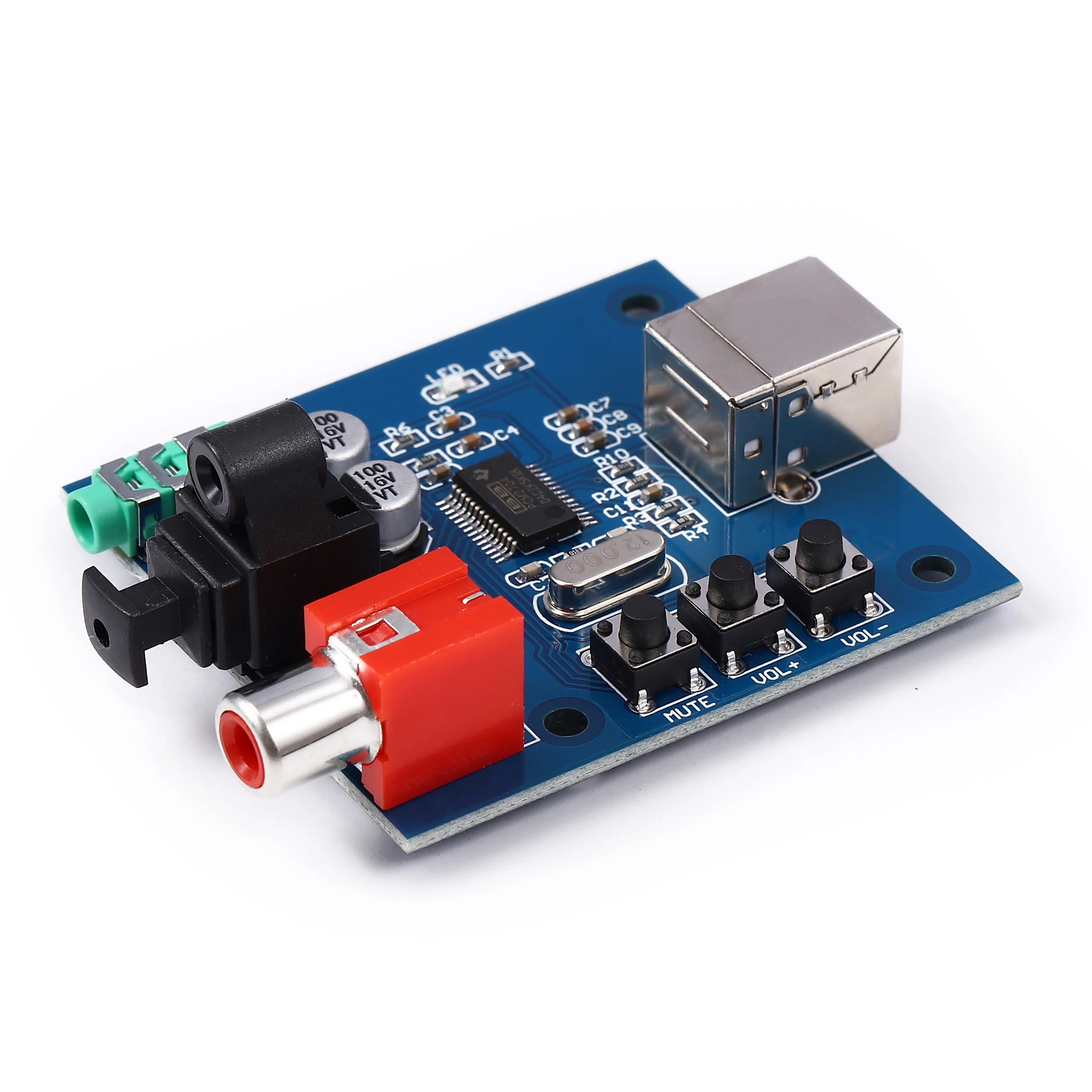 PCM2704 Audio DAC USB to S/PDIF Sound Card Decoder Board 3.5mm Analog Coaxial Optical Fiber Output HiFi Module Without Driver