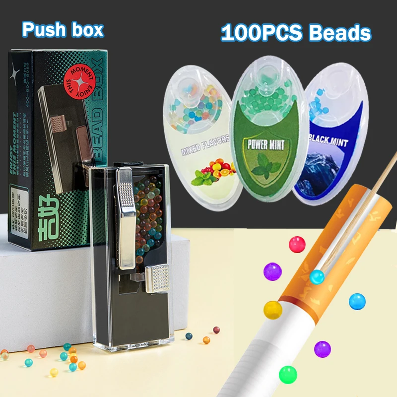 

100PCS Cigarette Explosion Pops Beads DIY Pusher Box Mix Fruit Black Ice mint Menthol flavour Brush Ball For Smoking Holders