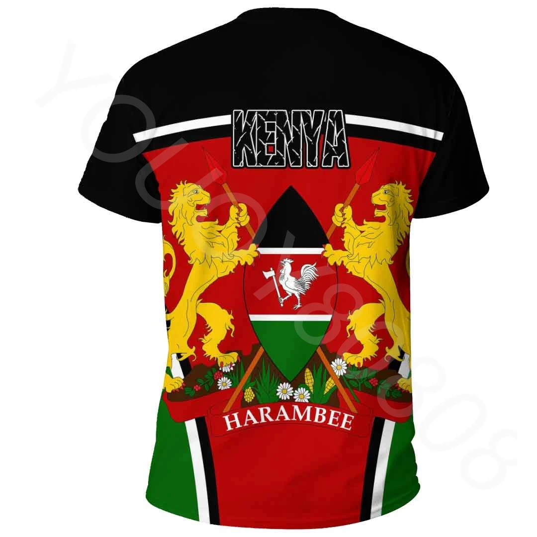 African Region Men's Clothing Summer Harajuku Round Neck Short Sleeve 3D Print - Kenya Event Flag T-Shirt