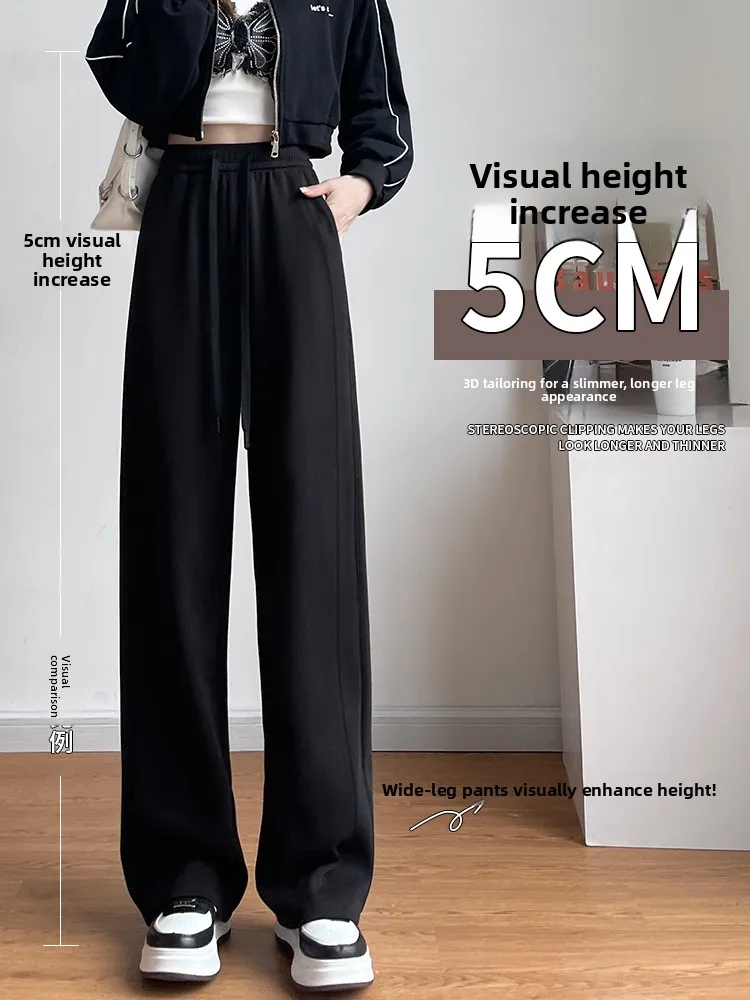 Spodnie z szerokimi nogawkami Thiened Fce, damskie sportowe spodnie o prostym kroju, jesienno-zimowe, codzienne, z wysokim stanem, z włókna poliestrowego, odporne...