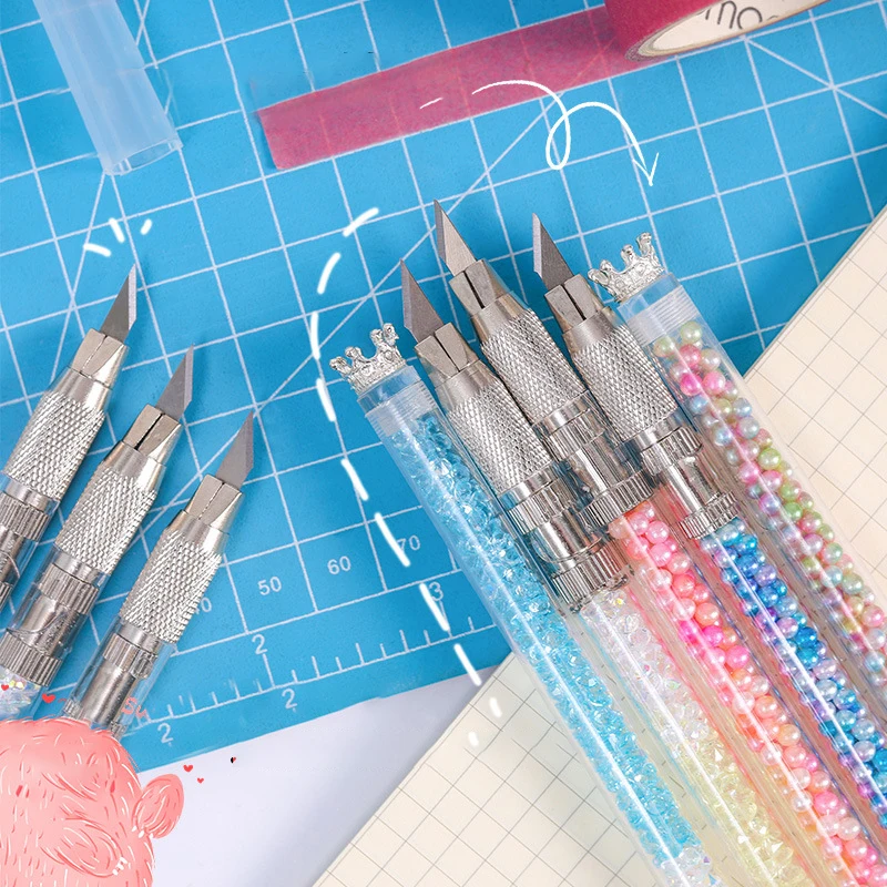 Bubble Crown Art Utility Knife Cute Pen Knife Kawaii Box Cutter DIY Scrapbooking Sticker Envelopes Opener Office Cutting Tools