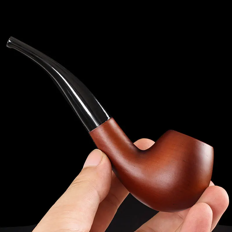 Classic Solid Wood Red Frosting Pipe Handmade Vintage Pipe Tobacco Pipes Multi specification curved 9mm filter Tobacco pipe