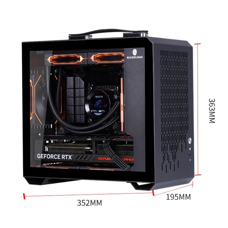 Imagem -06 - Wjcoolman T02 Alça Preta Caixa de pc Pequeno Desktop Computador 240 Refrigeração a Água Mini Portátil Jogo de Chássico Itx Matx