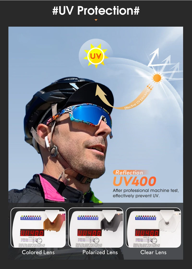 Kapvoe Radfahren Brille MTB Reiten Laufen Sonnenbrille UV400 Skifahren Angeln Klettern Brille Mann Frau Fahrrad Brillen – Detail 14