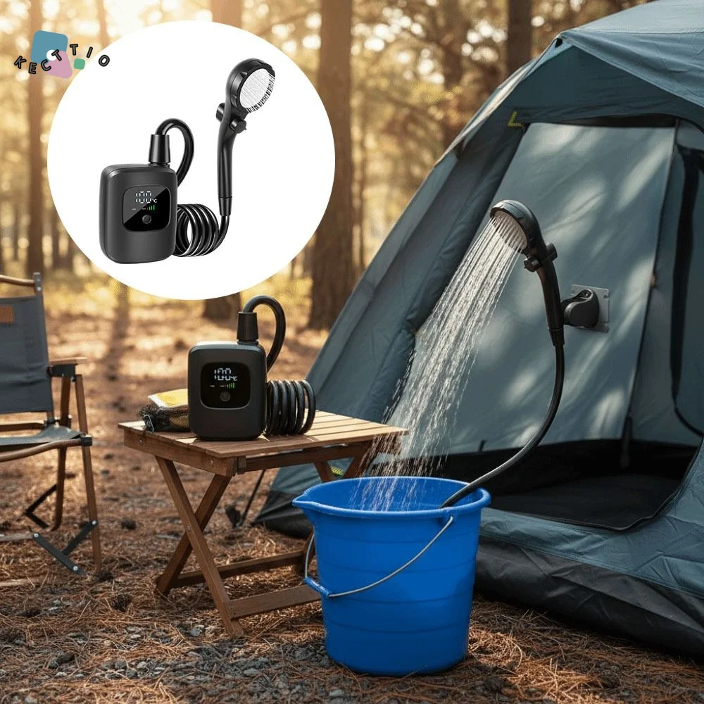 

Waterproof Camping Shower Rechargeable Digital Display Electric Shower Pump High-Pressure Outdoor Shower Head Kit