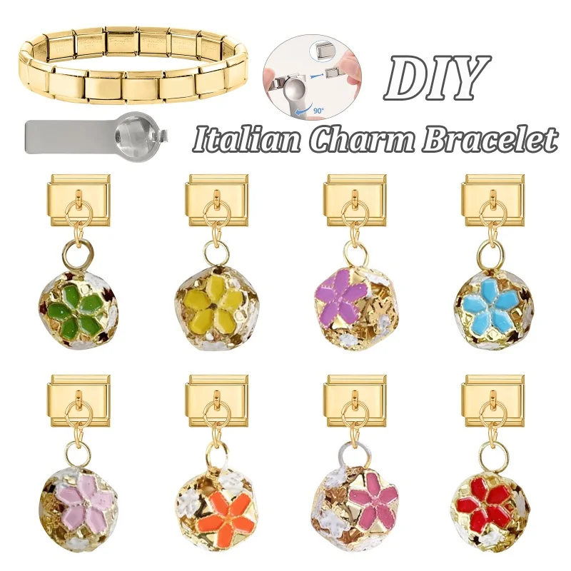 Y2K زهرة القلب باو القط الذهبي قلادة الإيطالية سحر ربط صالح 9 مللي متر سوار الفولاذ المقاوم للصدأ النساء الرجال DIY بها بنفسك صنع هدية #4