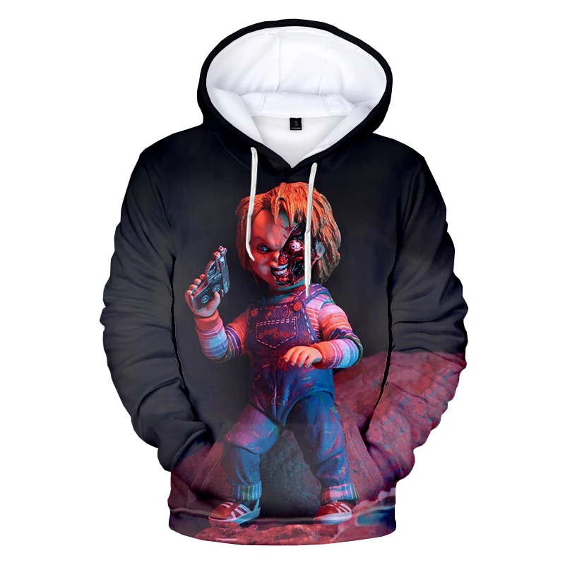 2025 New Fashion Uomo Felpe con cappuccio 3D Full-Print film horror Chucky Felpa con cappuccio Abbigliamento Costume cosplay Felpa con cappuccio unisex Streetwear