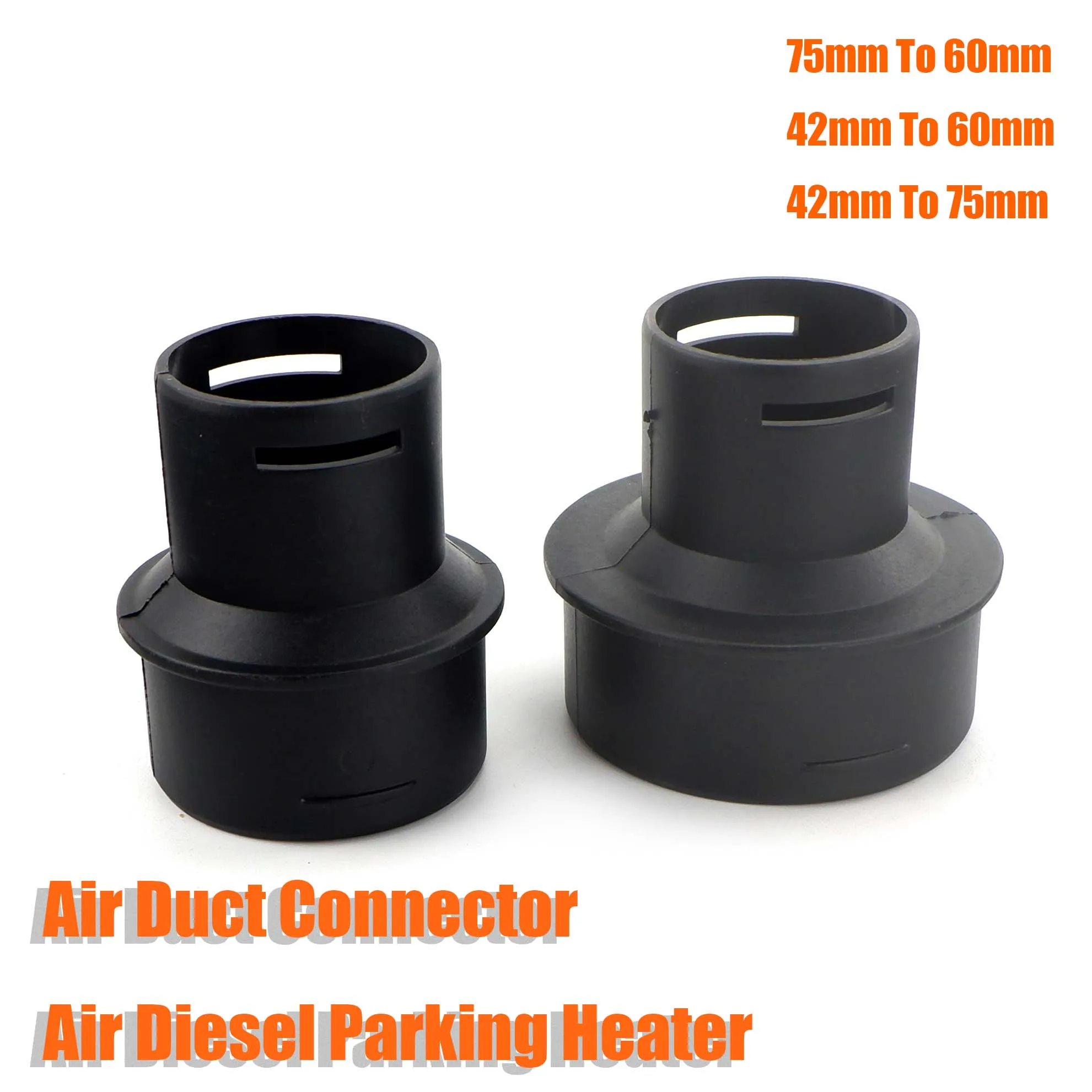 B 42to60mm 42to75mm 75to60mm Converter 42mm 60mm 75mm Diesel Heater Air Duct Ducting Connector Black For Car Truck VAN Camper