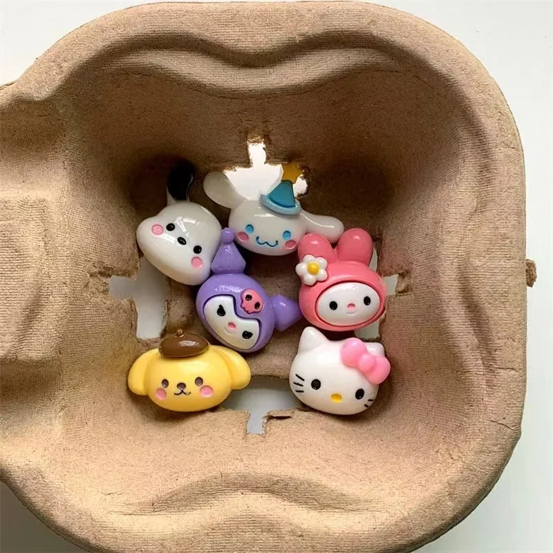 6Pcs/lots Hello Kitty Kuromi Diy 3D Mobile Phone Stickers Creative Cartoon Handmade Phone Case Resin Decorative Patches