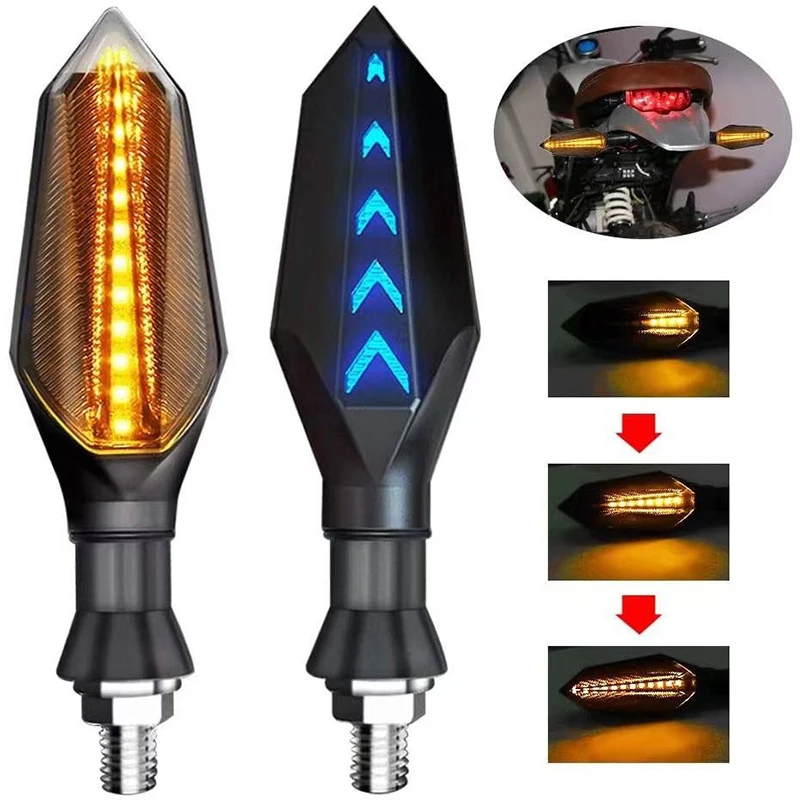 Motorcycle Turn Signals Light Blinker Lamp 17LED Arrows LED Turn Signal Lamp 12V 10mm Sequential Flowing Flash Indicator Lights