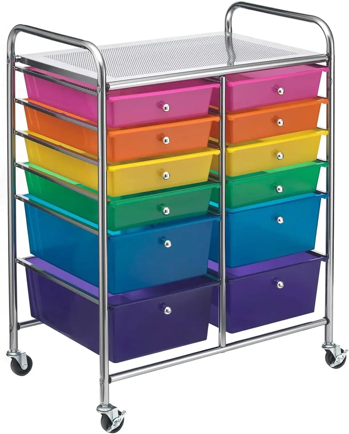 Multicolor 12 Drawer Rolling Cart - Storage Cart for Crafting Supplies, Home, Office, and School Organization - 1 Pack