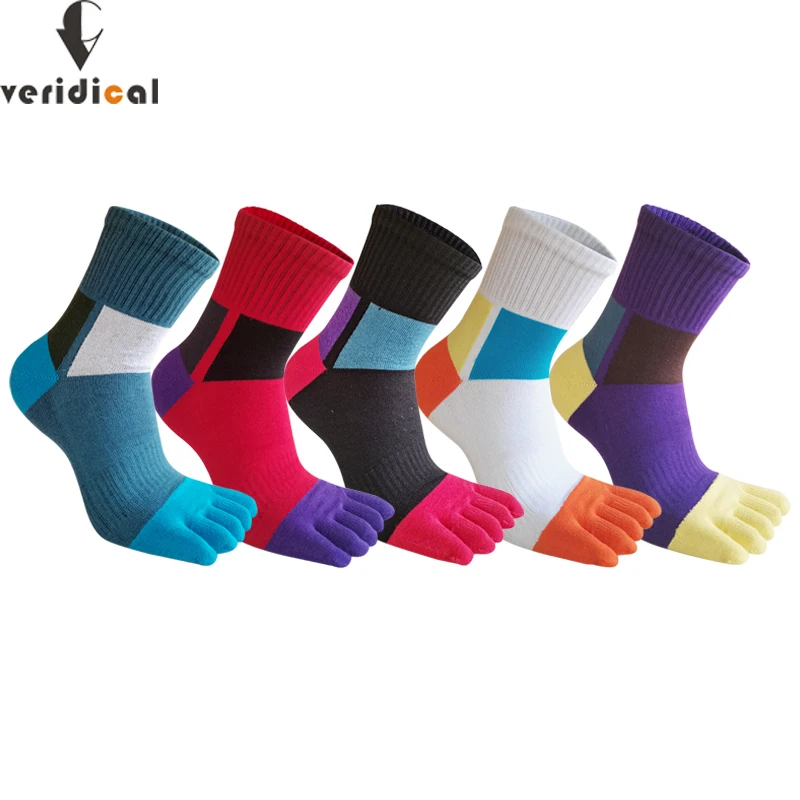 

5 Pairs Man 5 Finger Short Socks Sport Cotton Striped Colorful Compression Sweat-Absorbing Anti-Bacterial,Breathable Toe Socks