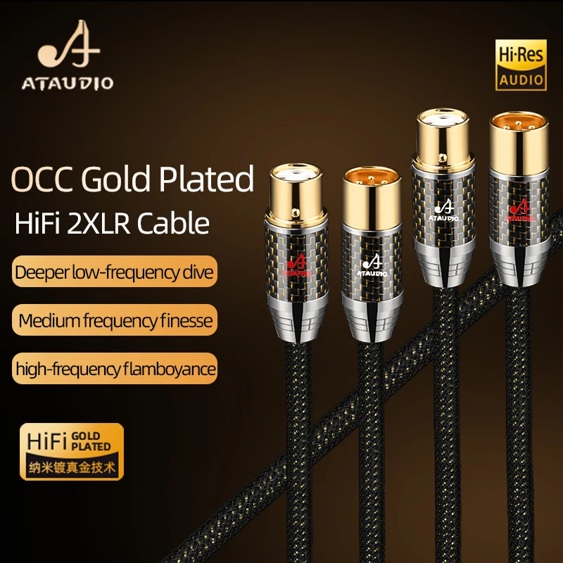 HiFi 2XLR Audio Cable OCC Gold Plated Double Shielding 2XLR Male to Female Audio Cable for Microphone Amplifier Mixer