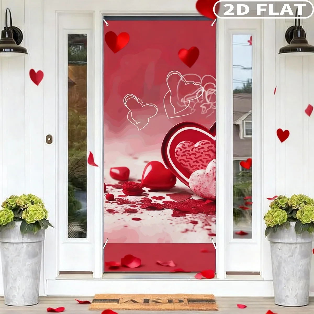 

2D FLAT 1 шт., подвесные украшения на День святого Валентина, декор дверной крышки с втулками и лентой, 71x35 дюймов, фотография дверных штор
